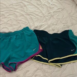 Nike Women's Athletic Shorts - Teal, Black, and Pink